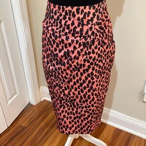 Lena Hosche Pink Leopard Pencil Date Skirt